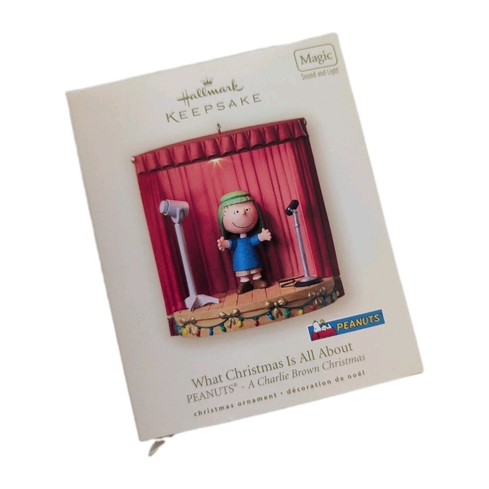 PEANUTS What Christmas Is All About Ornament Sound Light Hallmark Keepsake 2007